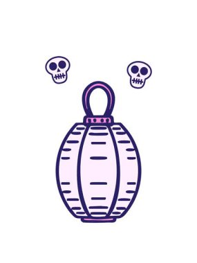 Geleneksel Japon tarzında asılı bir fenerin kafatası animasyonu