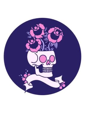 Kafatası ve güllerin bayrağıyla dövme stili ikonunun titreyen hareketi