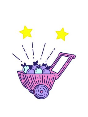 dönen yıldızlar geleneksel bir dövme tarzı elma vagonunun çizimlerinin animasyonu