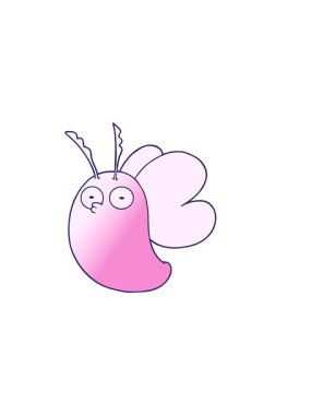 Çizgi film kelebeğinin yatay titreşimli animasyonu