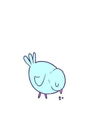 Kalk ve uçan çizgi film animasyonu parlak sevimli kuş