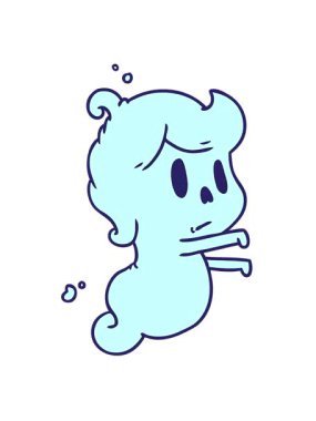 Bir kawai sevimli hayaletinin karikatür çiziminin titreşimli animasyonu