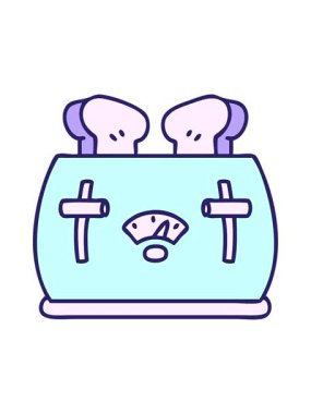 Ekmek kızartma makinesinin çizgi filminin hareketli animasyonu.