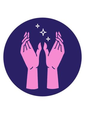 Titreyen hareketli animasyon mistik ellerin ikonik dövme görüntüsü