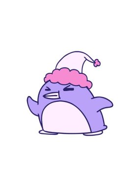 Kawaii pengueninin el çiziminin radyoaktif parlak animasyonu