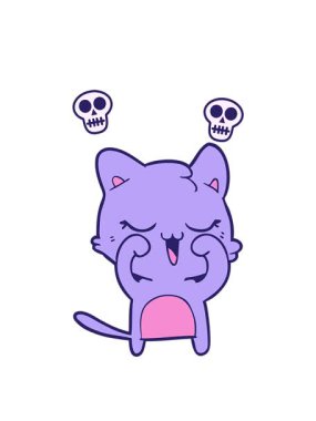 Kafataslarını döndüren kedi çizgi filminin eğlenceli çizimlerinin animasyonları