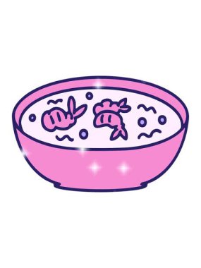 Tabaktaki sıcak Japon karidesinin ışıltı etkisi.