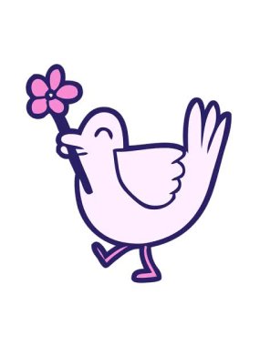 Çiçek çizgi filmiyle kuşun hareketli animasyonunu oynat