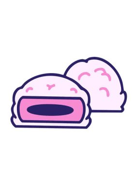 Geleneksel Japon tatlısının titreşimli hareketli animasyonu