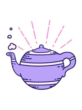 Geleneksel dövme stili buharlı çaydanlığın hareketli canlandırması