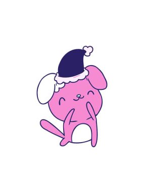 Dikkat çeken el yapımı Kawaii köpeğinin Noel karikatürü.