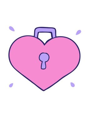 Karikatür aşk kalbinin titreşimli animasyonu kilit altında