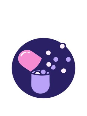 Patlayan tıbbi kapsül hapı ikonunun animasyonunu genişletiyor