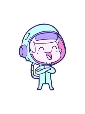 Mutlu karikatür astronot çiziminin titreyen hareketi