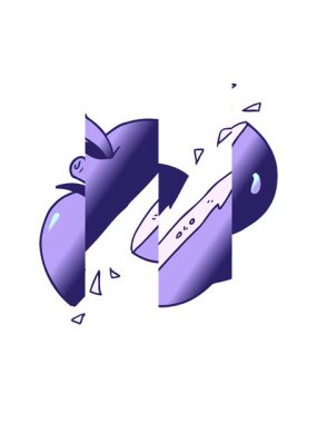 Dilimlenmiş elma çiziminin bölünmüş hareket animasyonu