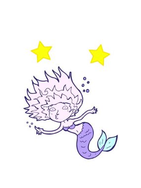 dönen yıldızlar çizgi film deniz kızı çizimlerinin animasyonu