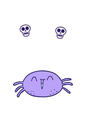 karikatür cadılar bayramı örümceğinin kafatası animasyonu