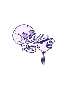 Geleneksel kafatası tarzı kahve içen bir dövmenin yıldız patlaması etkisi.