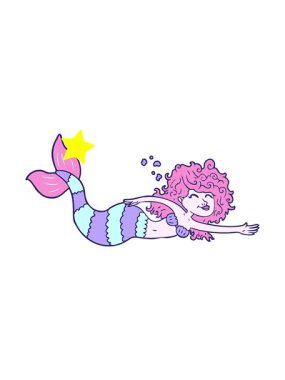 Parlayan yıldızlar deniz kızı çizgi film elementinin animasyonunu etkiler.