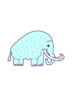 Titreyen hareket, bir mamutun karikatür çizimi.