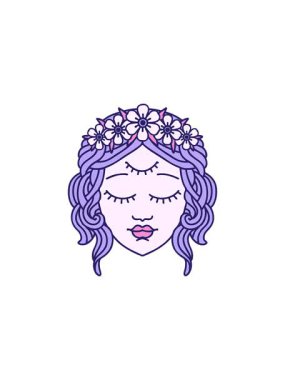 Dövme stili üçüncü gözlü kadın yüzünün satış animasyonu