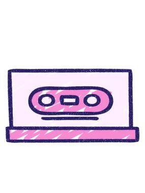 Retro Cassette Tebeşir Çiziminin hareketli animasyonu