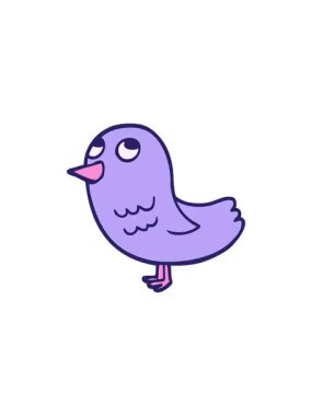 Çizgi filmdeki karalama kuşunun göz alıcı satış animasyonu.