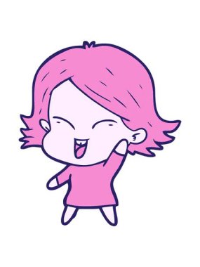 Mutlu çizgi film kızı çiziminin titreşimli animasyonu