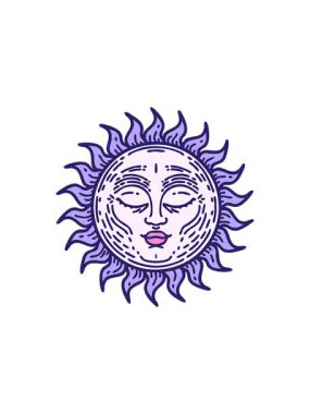 Yıldız patlaması etkisi ikonik dövme tarzında parlayan güneşin animasyonu