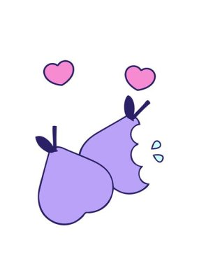 Yeşil armut çiziminin dönen kalp animasyonu