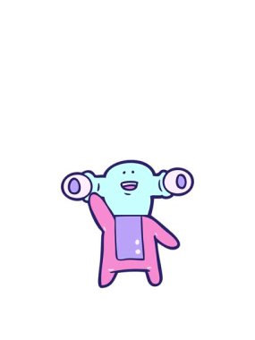 Dost canlısı çizgi film uzaylı el sallamasının animasyonunu genişletiyorum.