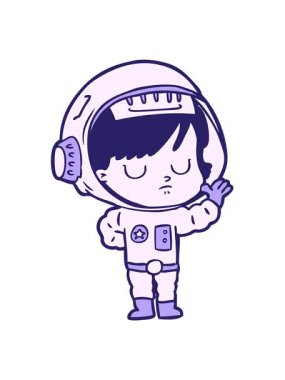 Çizgi film astronot kadın imajının hareketli animasyonunu oynat