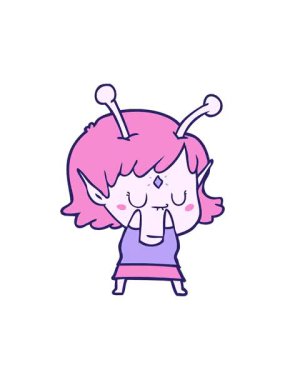 Uzaylı bir kızın çizgi filminin dönen hareketi.