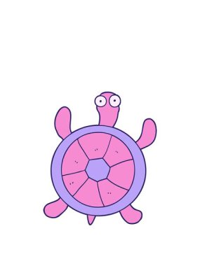 Kaplumbağa çizgi filminin animasyonunu büyütüyorum.