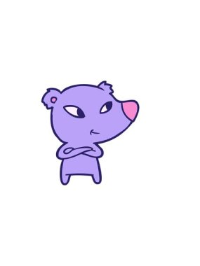 Bir çizgi film ayısının yatay titreşimli animasyonu