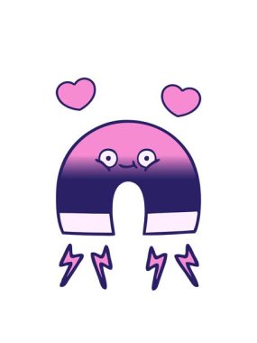 dönen kalpler mıknatısın gölgeli karikatürünü canlandırır.