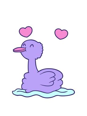 Yüzen ördeğin dönen kalp animasyonu.