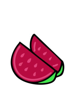 Brezilya karpuzu dilimlerinin animasyonunu genişletiyor.