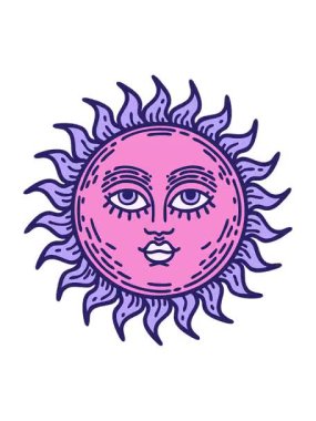 Yüzü dövmeli güneşin animasyonunu salla ve durdur