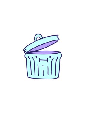 Metal bir çöp kutusunun karikatürünün satış animasyonu