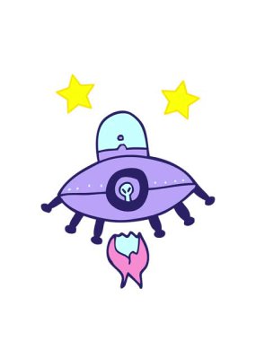 dönen yıldızlar çizgi film animasyonu karalama uzaylı uzay gemisi