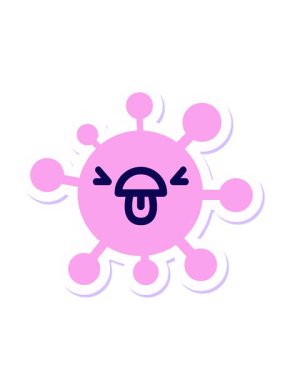 Tiksinmiş virüs çıkartmasının neon ışık efekti animasyonu