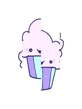 Yüzü olan karikatür kek hareketli animasyonu