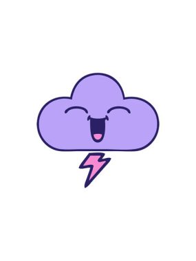 Fırtına bulutunun sevimli karikatürünün radyoaktif parlayan animasyonu