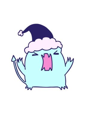 el hareketlerinin hareketli animasyonu Kawaii Şeytanı 'nın Noel karikatürü çizildi