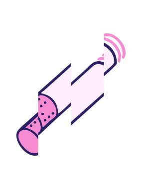 Bir sigara çubuğunun tatlı çizgi filminin bölünmüş hareketi.