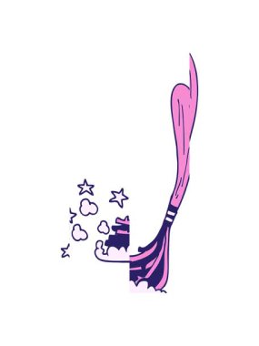 Karikatür karalama sihirli süpürgenin bölünen hareketi