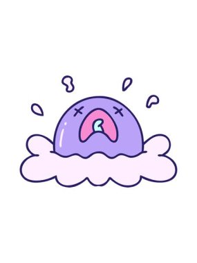 Yüzü kızarmış yumurta çizgi filminin basınçlı animasyonu