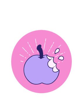 Isırılmış elma dövmesi ikonunun animasyonunu uzatıyorum.