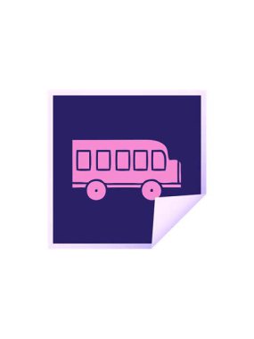 Okul otobüsünün kare soyulmuş çıkartma karikatürünün gösterişli satış animasyonu